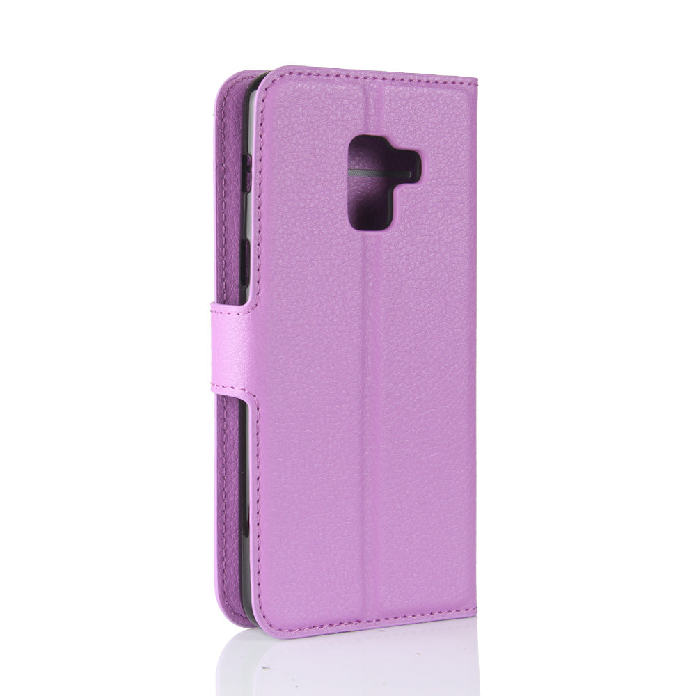 Litchi Skin PU Leather Wallet Stand Mobile Phone Case with Magnet for Samsung Galaxy A8 (2018)