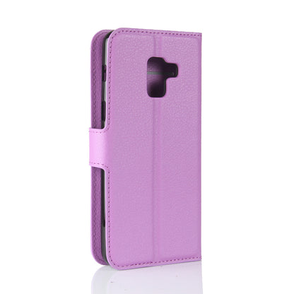 Litchi Skin PU Leather Wallet Stand Mobile Phone Case with Magnet for Samsung Galaxy A8 (2018)