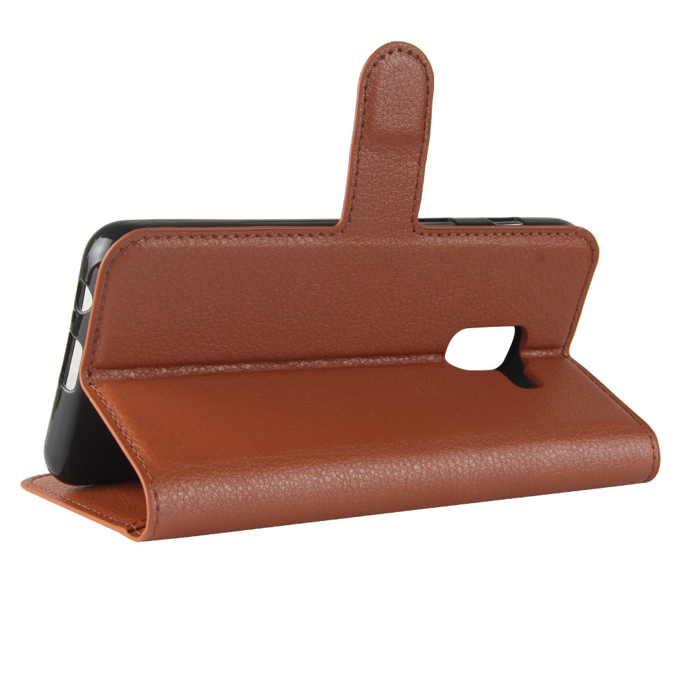 Litchi Skin PU Leather Wallet Stand Mobile Phone Case with Magnet for Samsung Galaxy A8 (2018)