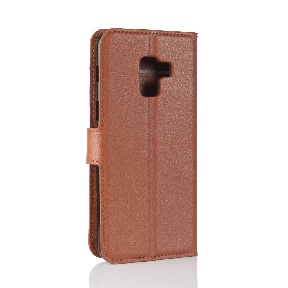 Litchi Skin PU Leather Wallet Stand Mobile Phone Case with Magnet for Samsung Galaxy A8 (2018)