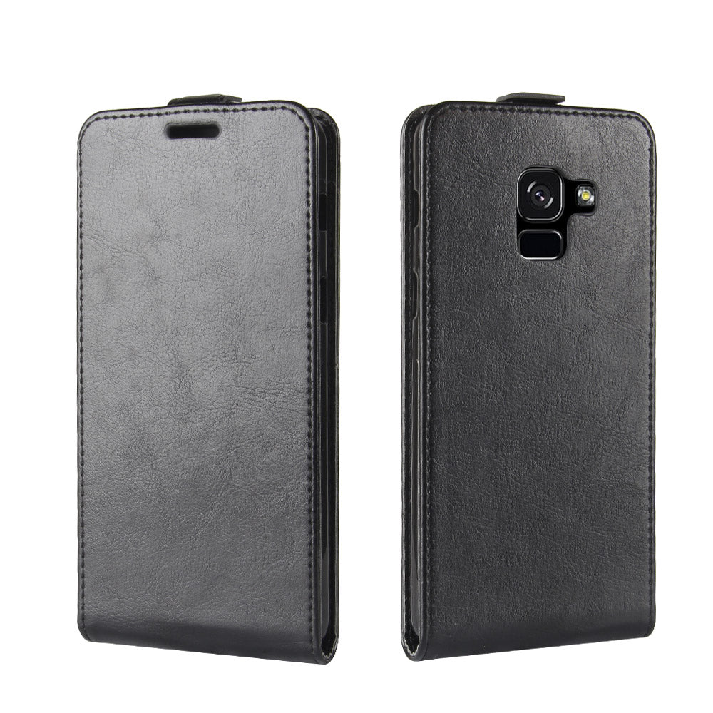 Crazy Horse Vertical Flip Leather Magnetic Phone Casing for Samsung Galaxy A8 (2018)