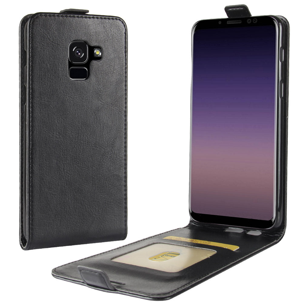 Crazy Horse Vertical Flip Leather Magnetic Phone Casing for Samsung Galaxy A8 (2018)