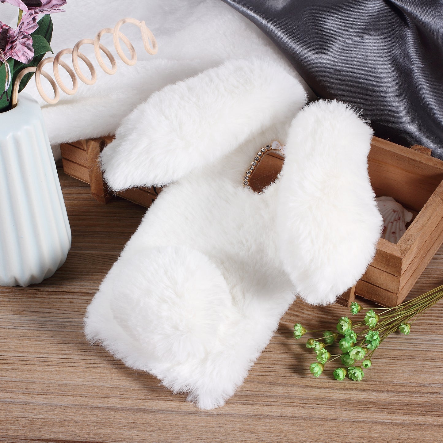 Rabbit Bunny Soft Furry Fur TPU Kickstand Case for Samsung Galaxy A8 (2018)
