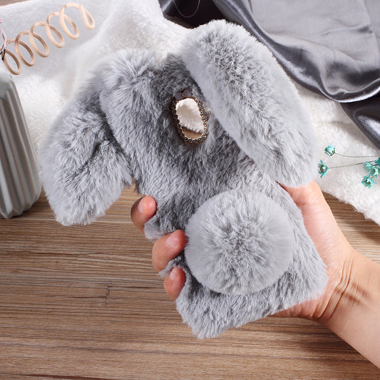 Rabbit Bunny Soft Furry Fur TPU Kickstand Case for Samsung Galaxy A8 (2018)