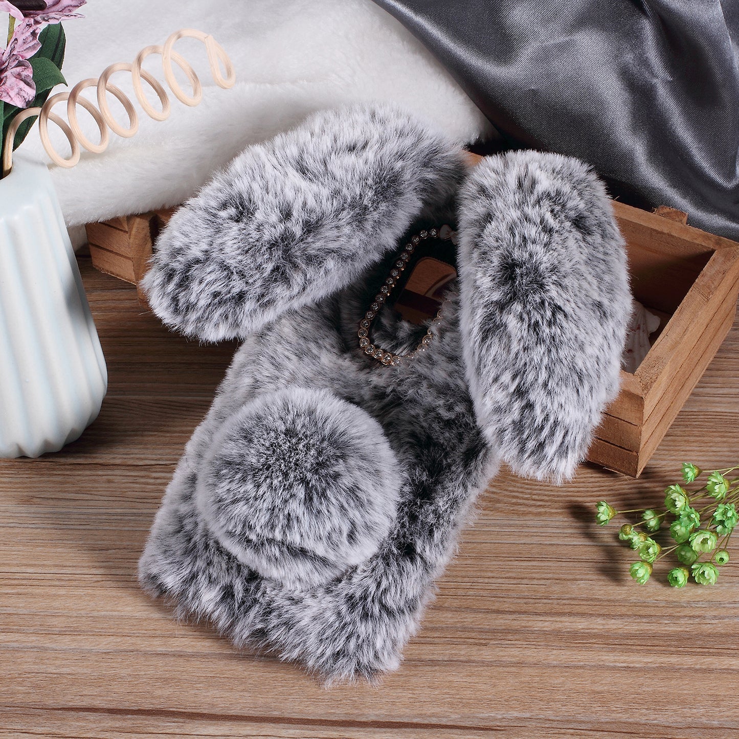 Rabbit Bunny Soft Furry Fur TPU Kickstand Case for Samsung Galaxy A8 (2018)