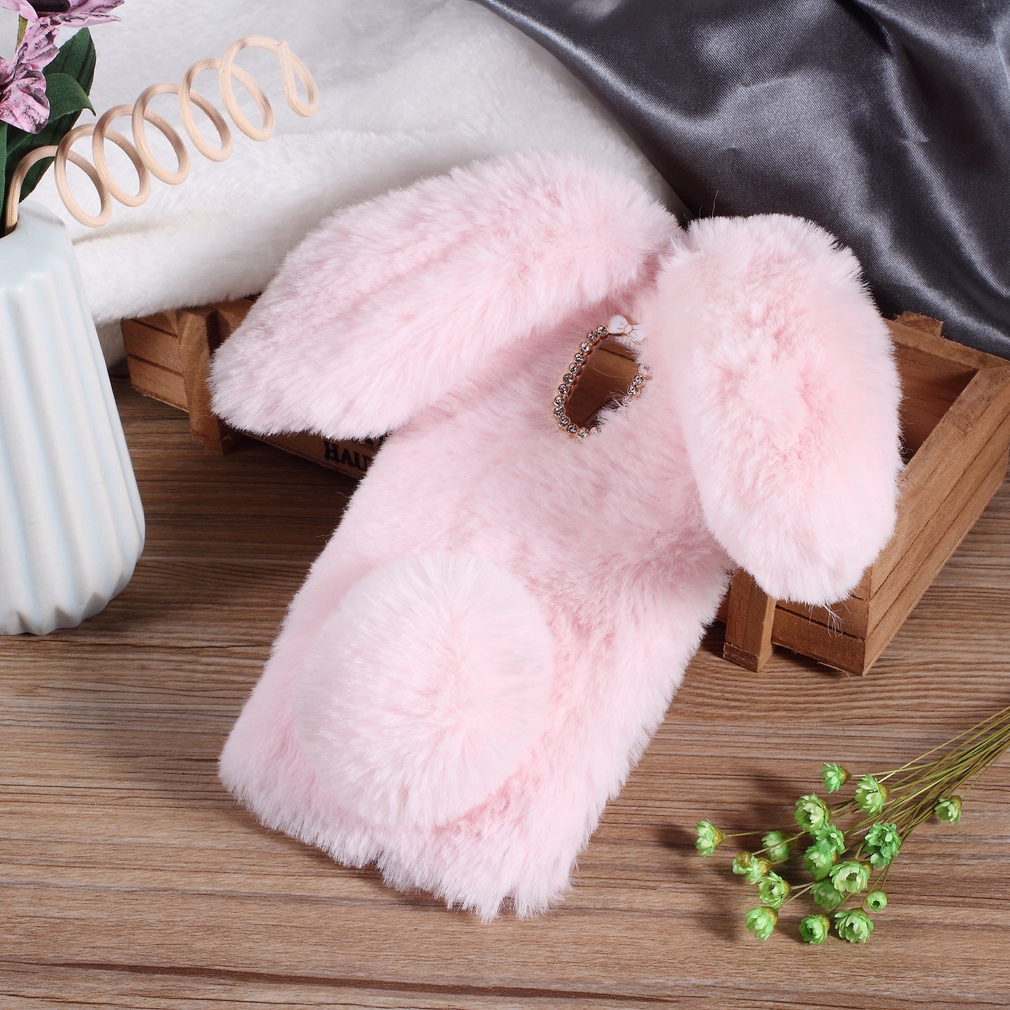Rabbit Bunny Soft Furry Fur TPU Kickstand Case for Samsung Galaxy A8 (2018)