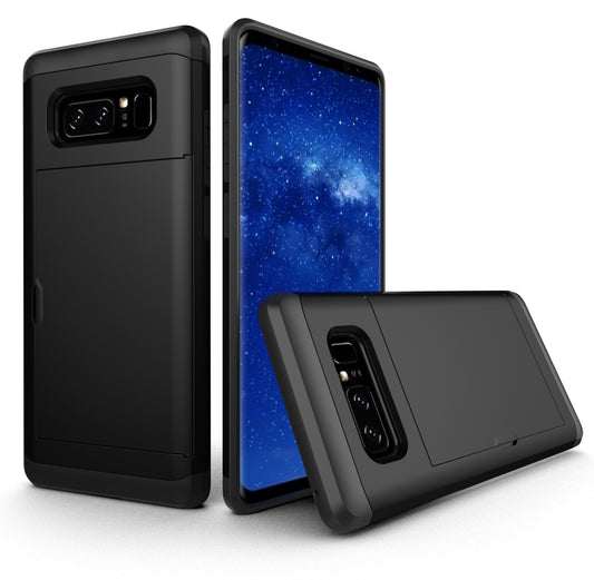 Hidden Card Holder PC + TPU Hybrid Mobile Case for Samsung Galaxy Note 8 N950