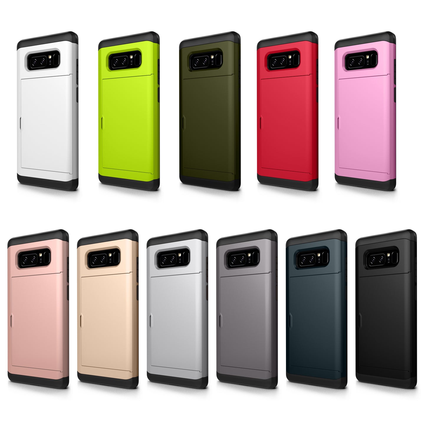Hidden Card Holder PC + TPU Hybrid Mobile Case for Samsung Galaxy Note 8 N950