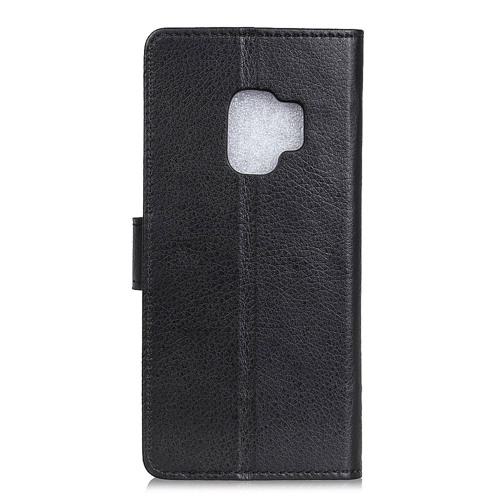 Phone Wallet Case for Samsung Galaxy S9 G960 PU Leather Phone Cover Drop-proof Flip Protector with Stand Litchi Texture