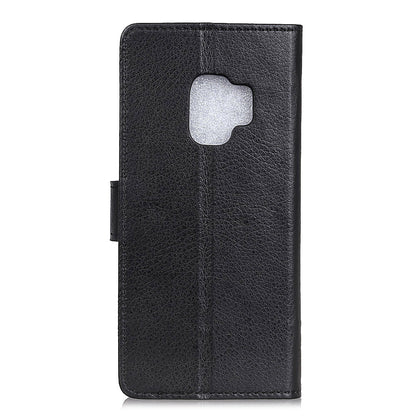 Phone Wallet Case for Samsung Galaxy S9 G960 PU Leather Phone Cover Drop-proof Flip Protector with Stand Litchi Texture