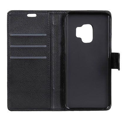 Phone Wallet Case for Samsung Galaxy S9 G960 PU Leather Phone Cover Drop-proof Flip Protector with Stand Litchi Texture