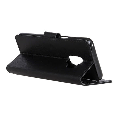 Phone Wallet Case for Samsung Galaxy S9 G960 PU Leather Phone Cover Drop-proof Flip Protector with Stand Litchi Texture