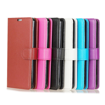 Phone Wallet Case for Samsung Galaxy S9 G960 PU Leather Phone Cover Drop-proof Flip Protector with Stand Litchi Texture