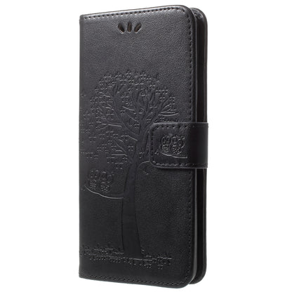 Imprint Tree Owl PU Leather Wallet Case with Strap for Samsung Galaxy S9+ G965
