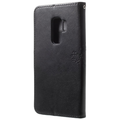 Imprint Tree Owl PU Leather Wallet Case with Strap for Samsung Galaxy S9+ G965