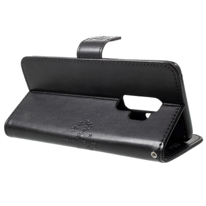 Imprint Tree Owl PU Leather Wallet Case with Strap for Samsung Galaxy S9+ G965