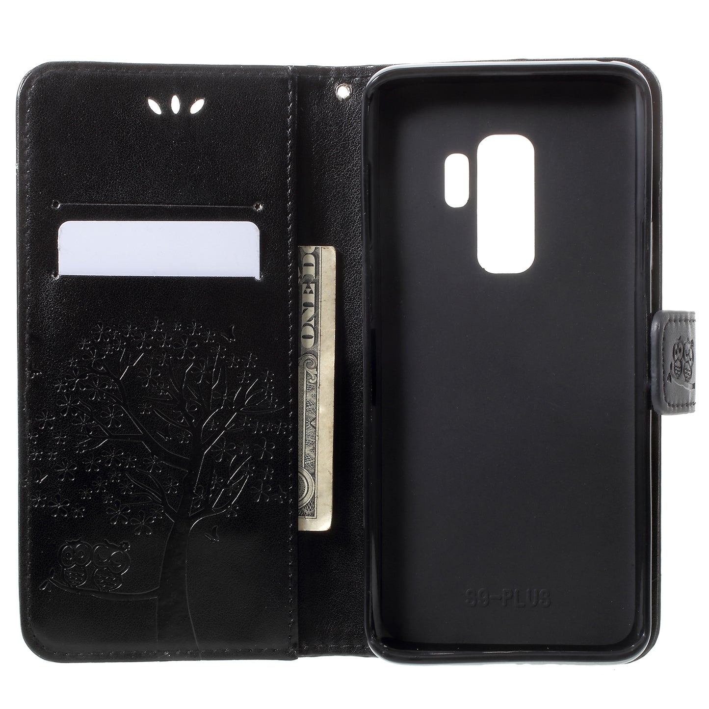 Imprint Tree Owl PU Leather Wallet Case with Strap for Samsung Galaxy S9+ G965