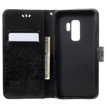 Imprint Tree Owl PU Leather Wallet Case with Strap for Samsung Galaxy S9+ G965