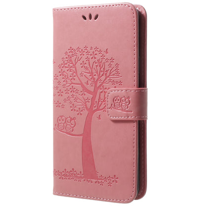 Imprint Tree Owl PU Leather Wallet Case with Strap for Samsung Galaxy S9+ G965