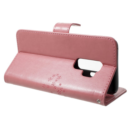 Imprint Tree Owl PU Leather Wallet Case with Strap for Samsung Galaxy S9+ G965