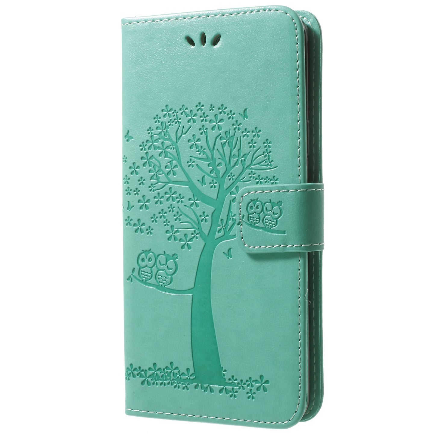 Imprint Tree Owl PU Leather Wallet Case with Strap for Samsung Galaxy S9+ G965