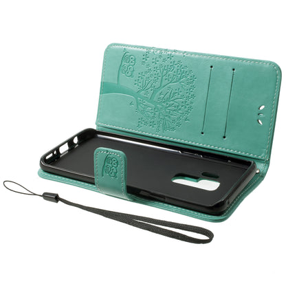 Imprint Tree Owl PU Leather Wallet Case with Strap for Samsung Galaxy S9+ G965