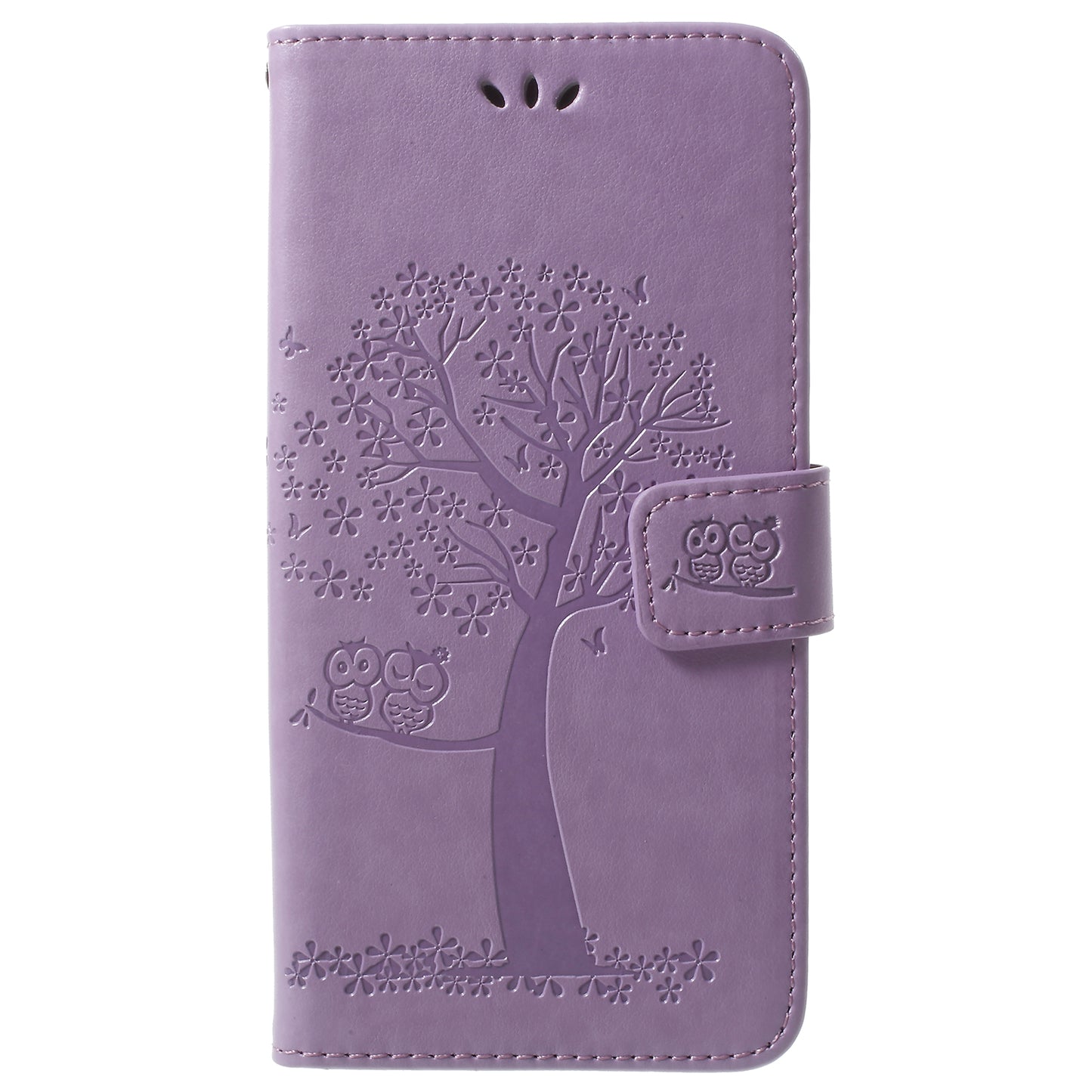 Imprint Tree Owl PU Leather Wallet Case with Strap for Samsung Galaxy S9+ G965