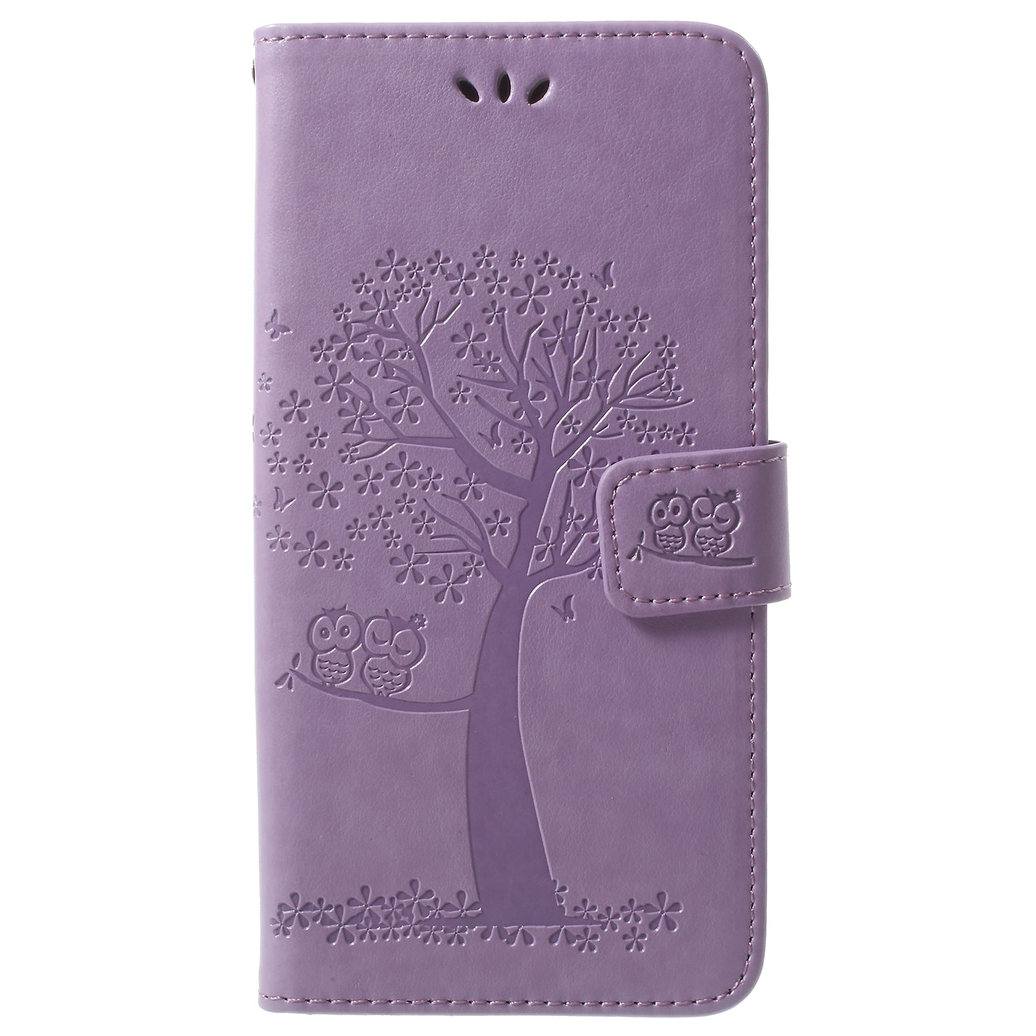 Imprint Tree Owl PU Leather Wallet Case with Strap for Samsung Galaxy S9+ G965