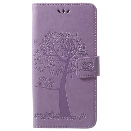 Imprint Tree Owl PU Leather Wallet Case with Strap for Samsung Galaxy S9+ G965