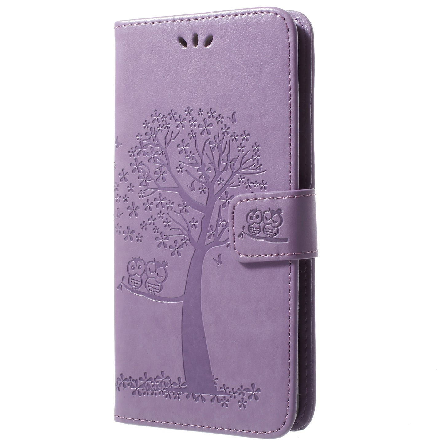 Imprint Tree Owl PU Leather Wallet Case with Strap for Samsung Galaxy S9+ G965