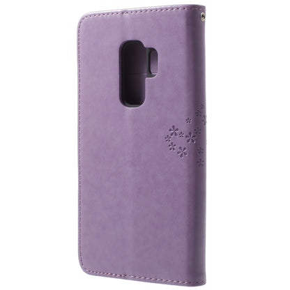 Imprint Tree Owl PU Leather Wallet Case with Strap for Samsung Galaxy S9+ G965