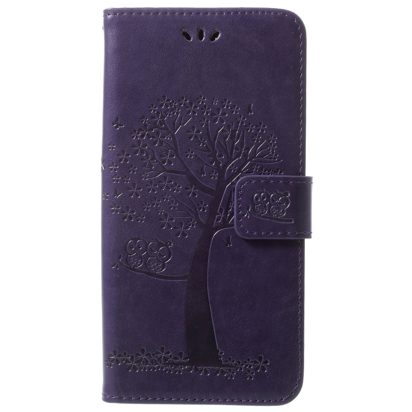 Imprint Tree Owl PU Leather Wallet Case with Strap for Samsung Galaxy S9+ G965