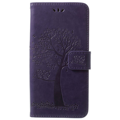 Imprint Tree Owl PU Leather Wallet Case with Strap for Samsung Galaxy S9+ G965