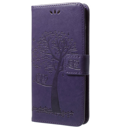 Imprint Tree Owl PU Leather Wallet Case with Strap for Samsung Galaxy S9+ G965