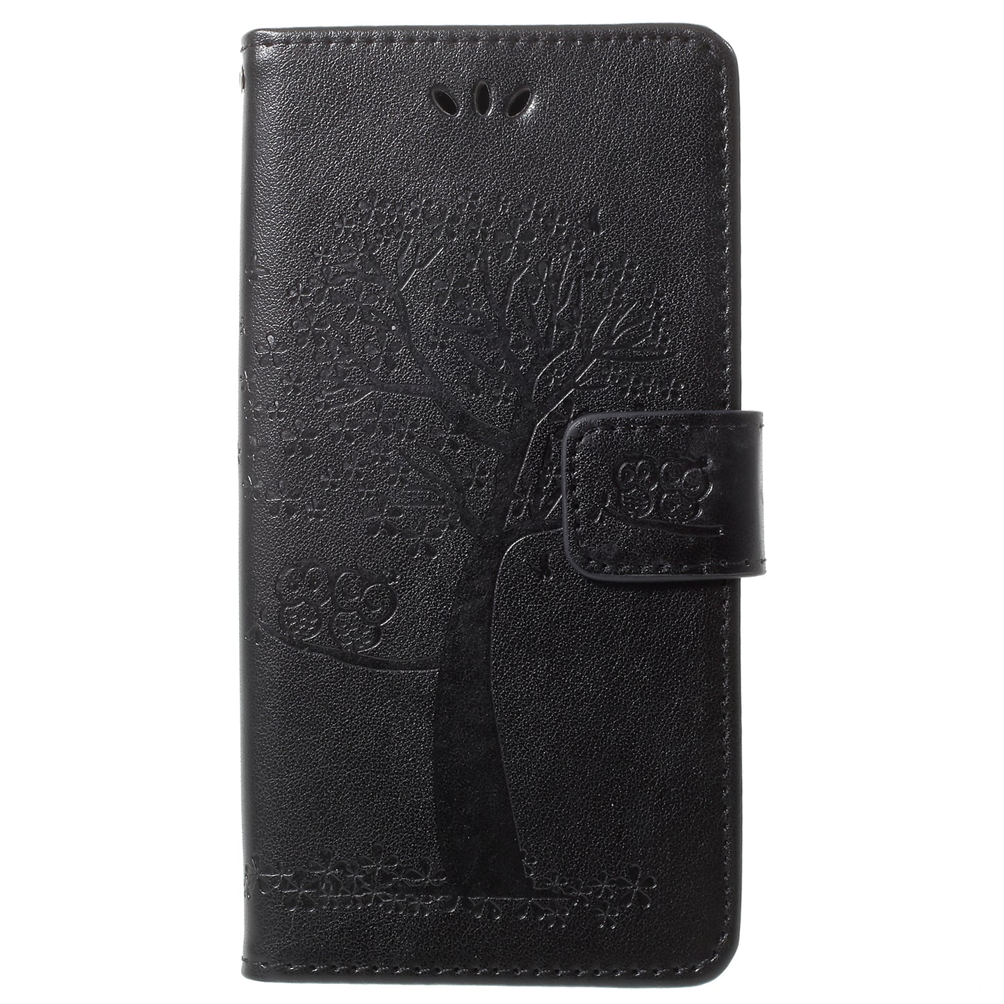 For Samsung Galaxy S9 G960 Imprint Tree Owl Wallet PU Leather Mobile Case with Lanyard