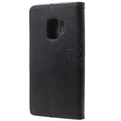 For Samsung Galaxy S9 G960 Imprint Tree Owl Wallet PU Leather Mobile Case with Lanyard