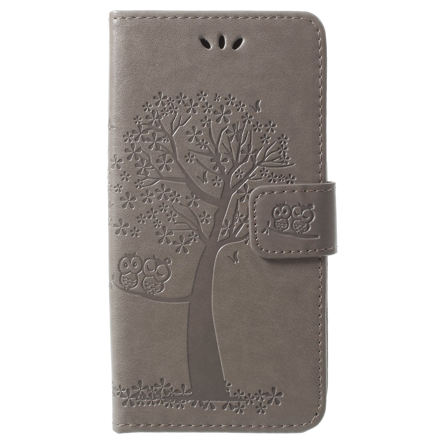 For Samsung Galaxy S9 G960 Imprint Tree Owl Wallet PU Leather Mobile Case with Lanyard