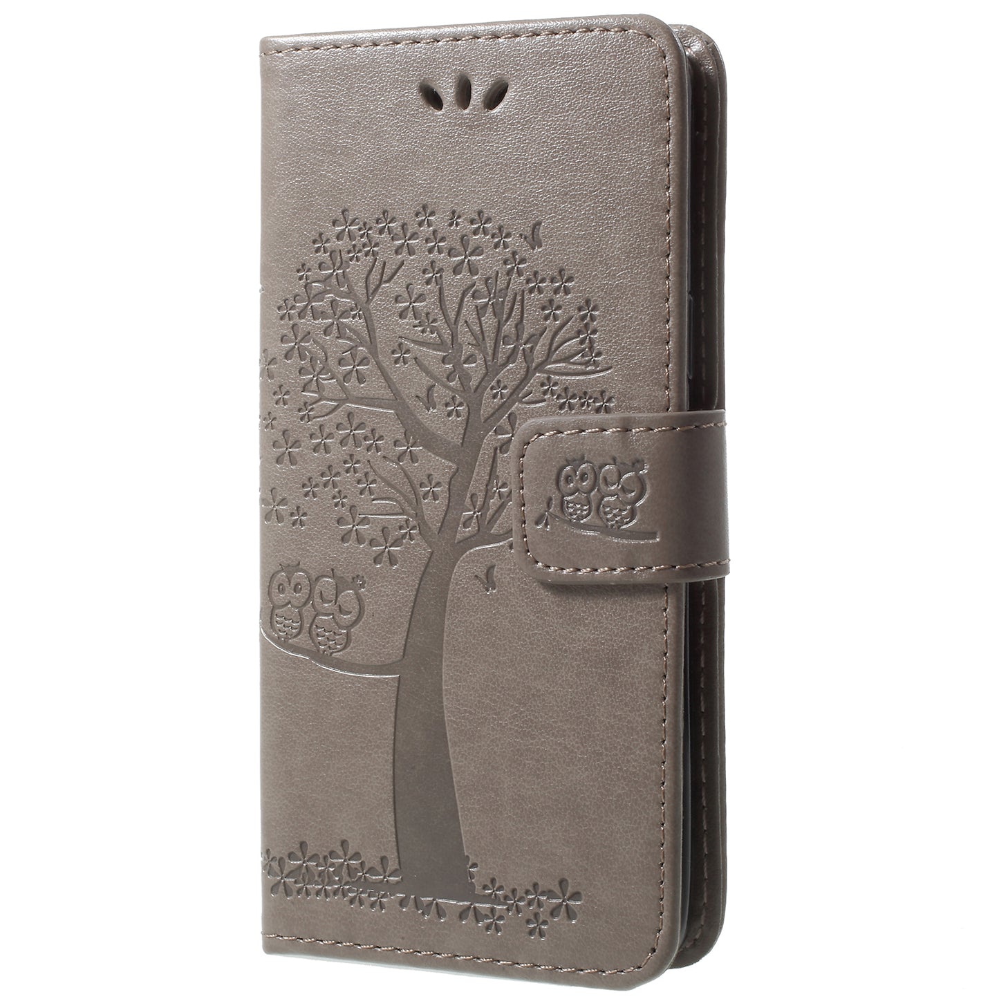 For Samsung Galaxy S9 G960 Imprint Tree Owl Wallet PU Leather Mobile Case with Lanyard