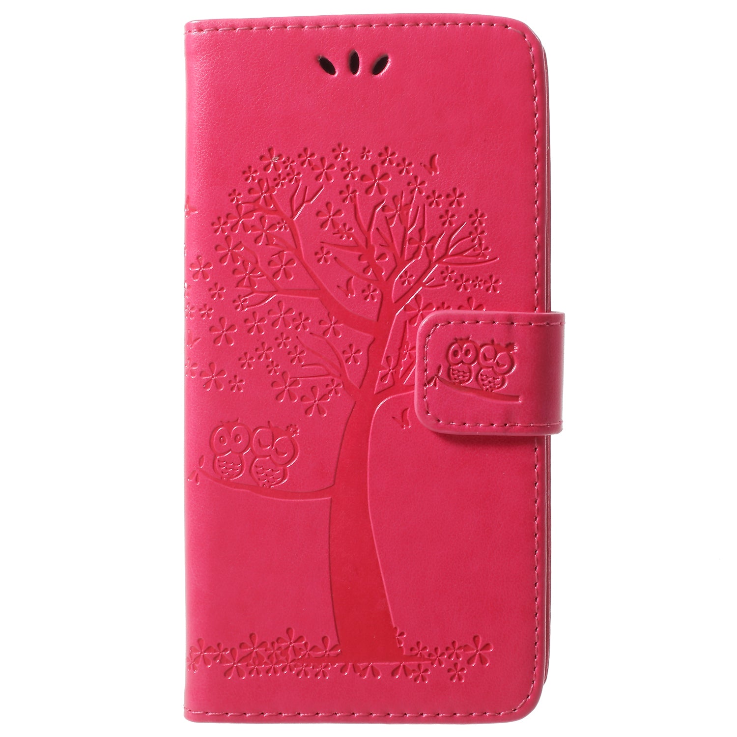 For Samsung Galaxy S9 G960 Imprint Tree Owl Wallet PU Leather Mobile Case with Lanyard