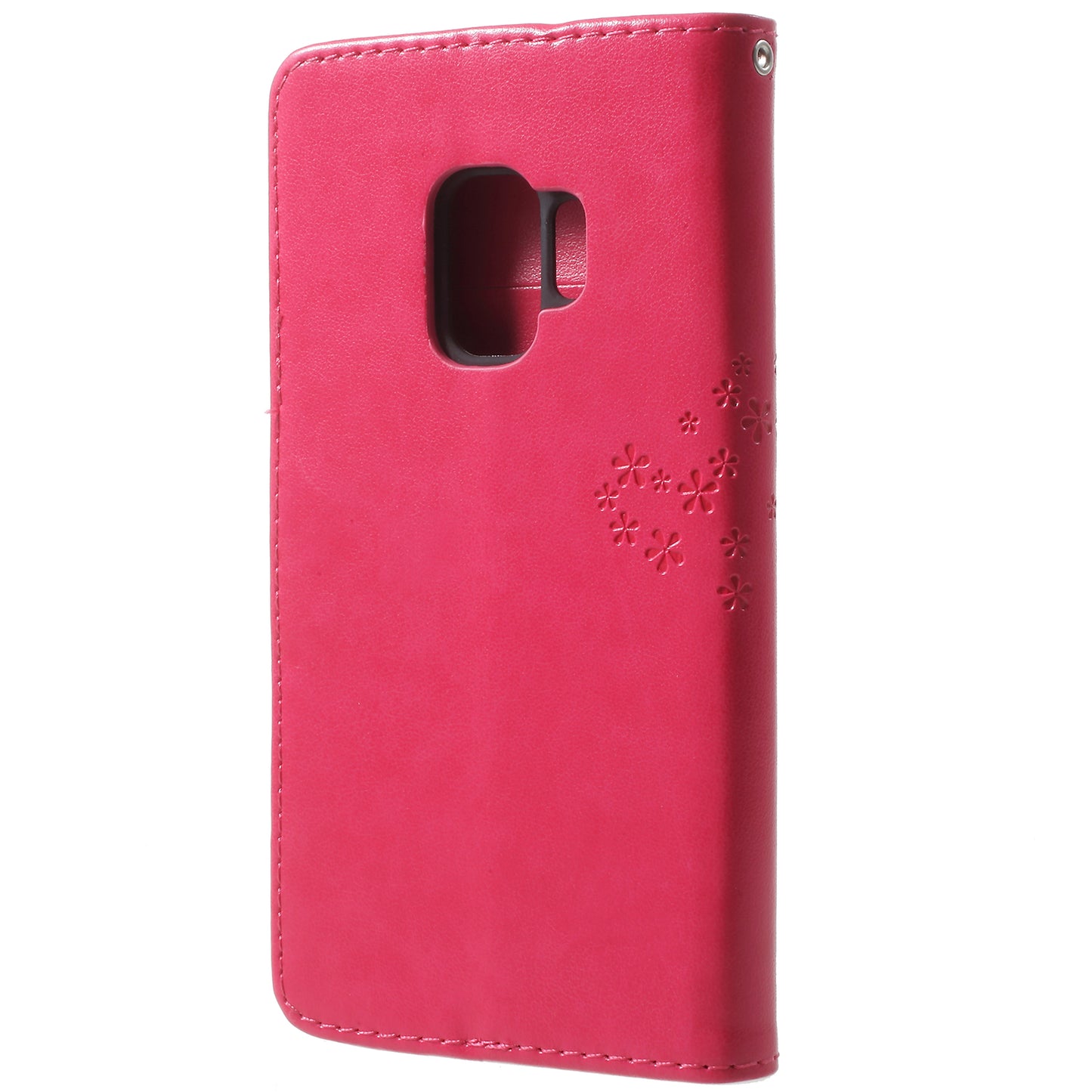 For Samsung Galaxy S9 G960 Imprint Tree Owl Wallet PU Leather Mobile Case with Lanyard