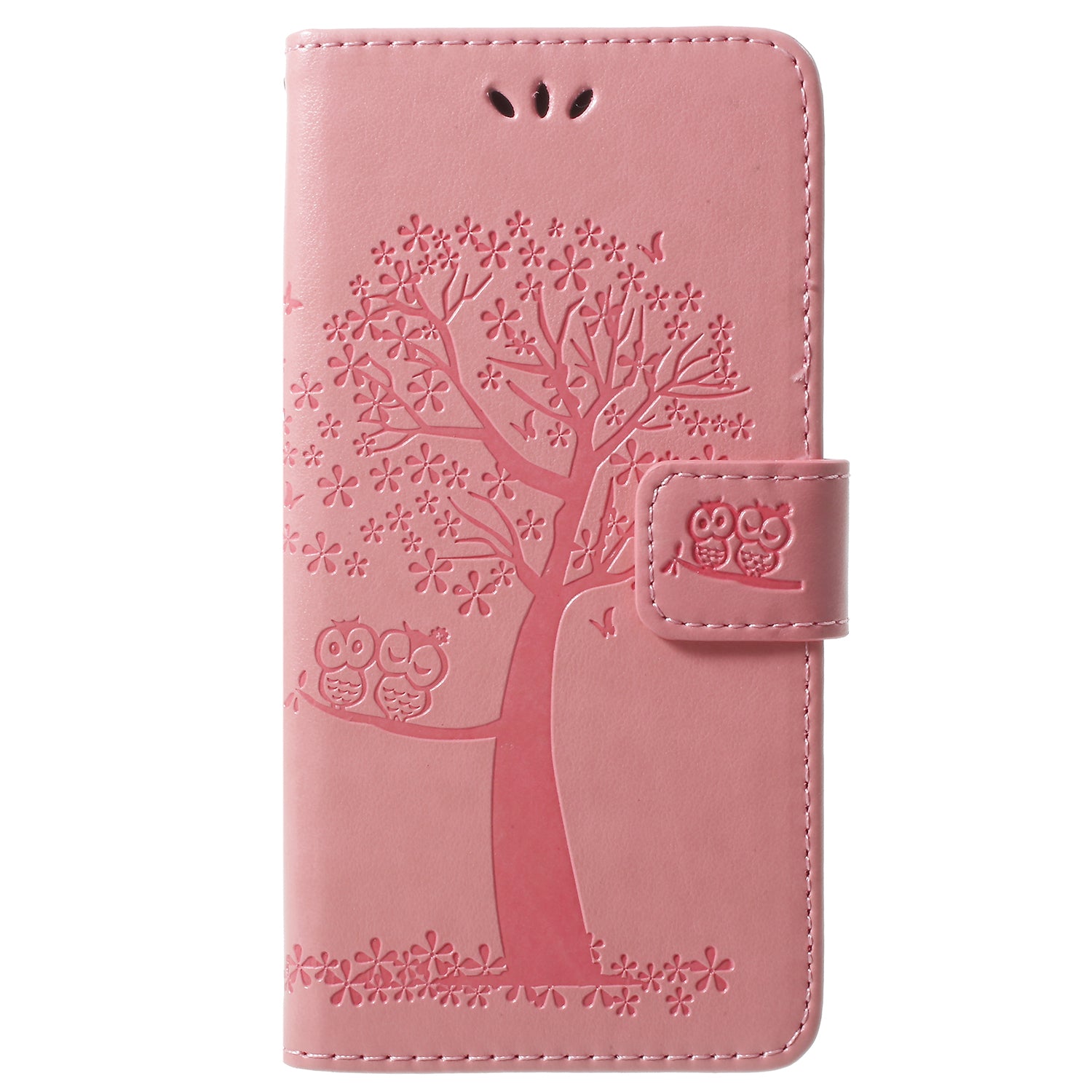 For Samsung Galaxy S9 G960 Imprint Tree Owl Wallet PU Leather Mobile Case with Lanyard