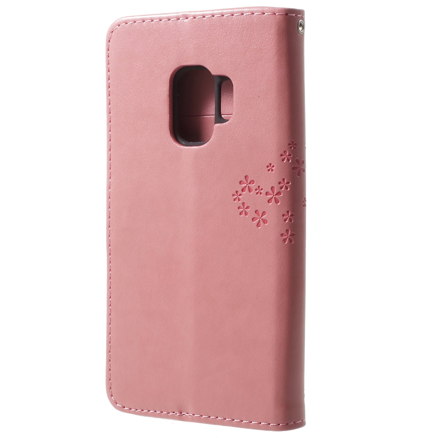 For Samsung Galaxy S9 G960 Imprint Tree Owl Wallet PU Leather Mobile Case with Lanyard