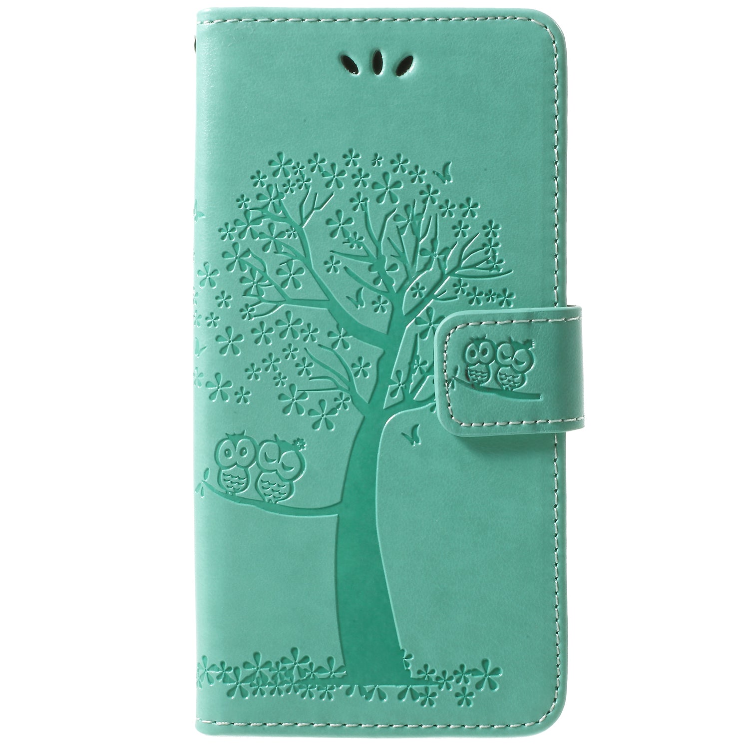For Samsung Galaxy S9 G960 Imprint Tree Owl Wallet PU Leather Mobile Case with Lanyard
