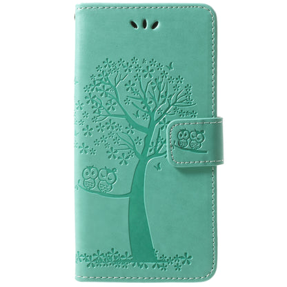 For Samsung Galaxy S9 G960 Imprint Tree Owl Wallet PU Leather Mobile Case with Lanyard
