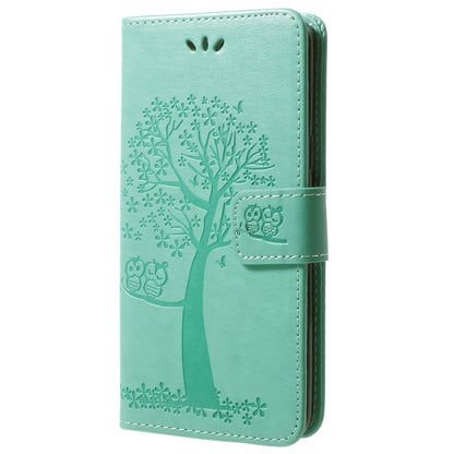 For Samsung Galaxy S9 G960 Imprint Tree Owl Wallet PU Leather Mobile Case with Lanyard