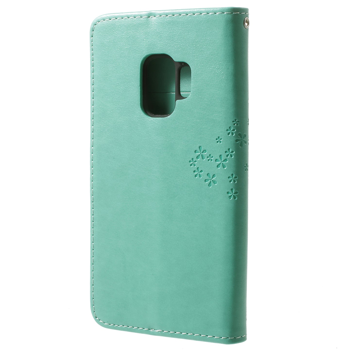 For Samsung Galaxy S9 G960 Imprint Tree Owl Wallet PU Leather Mobile Case with Lanyard