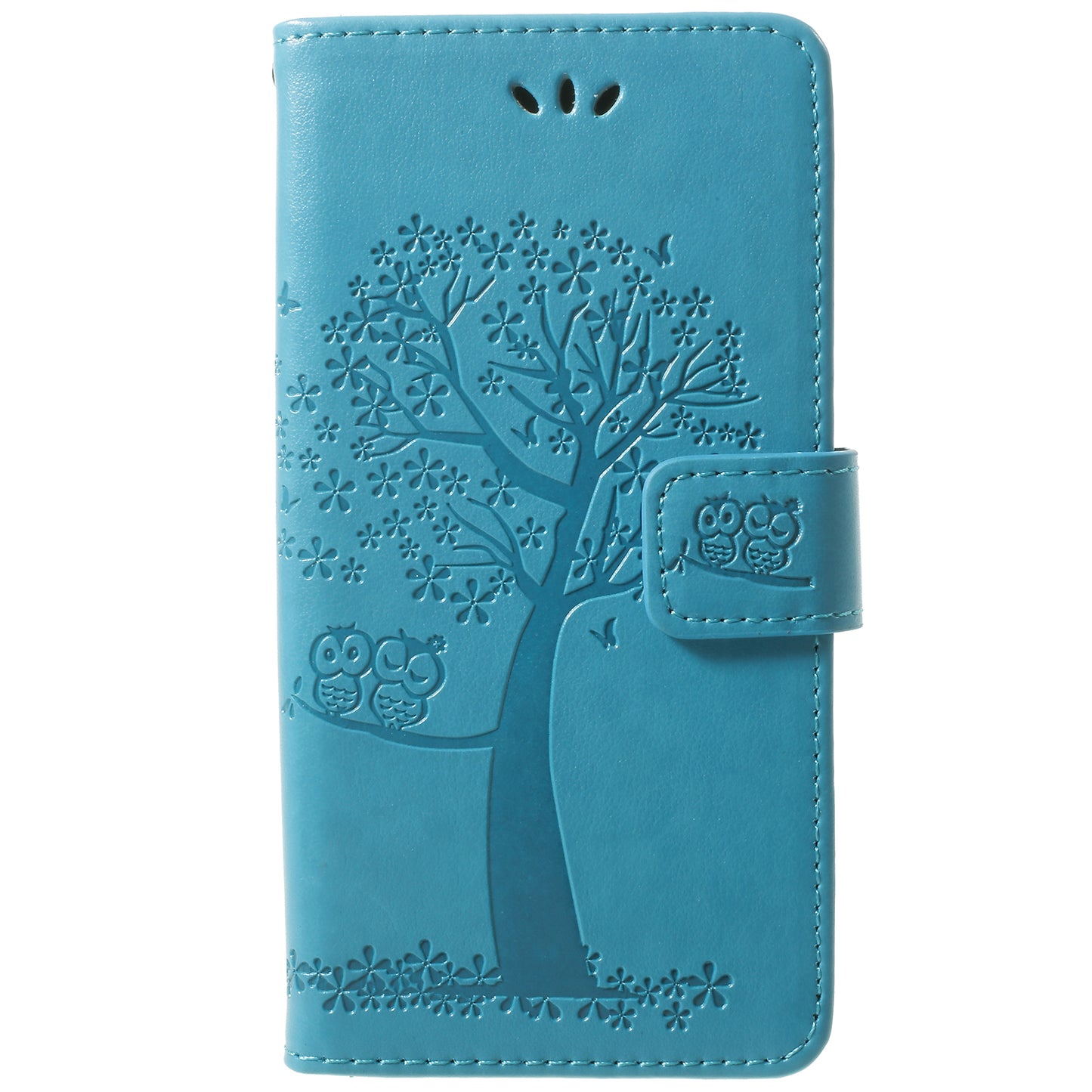 For Samsung Galaxy S9 G960 Imprint Tree Owl Wallet PU Leather Mobile Case with Lanyard