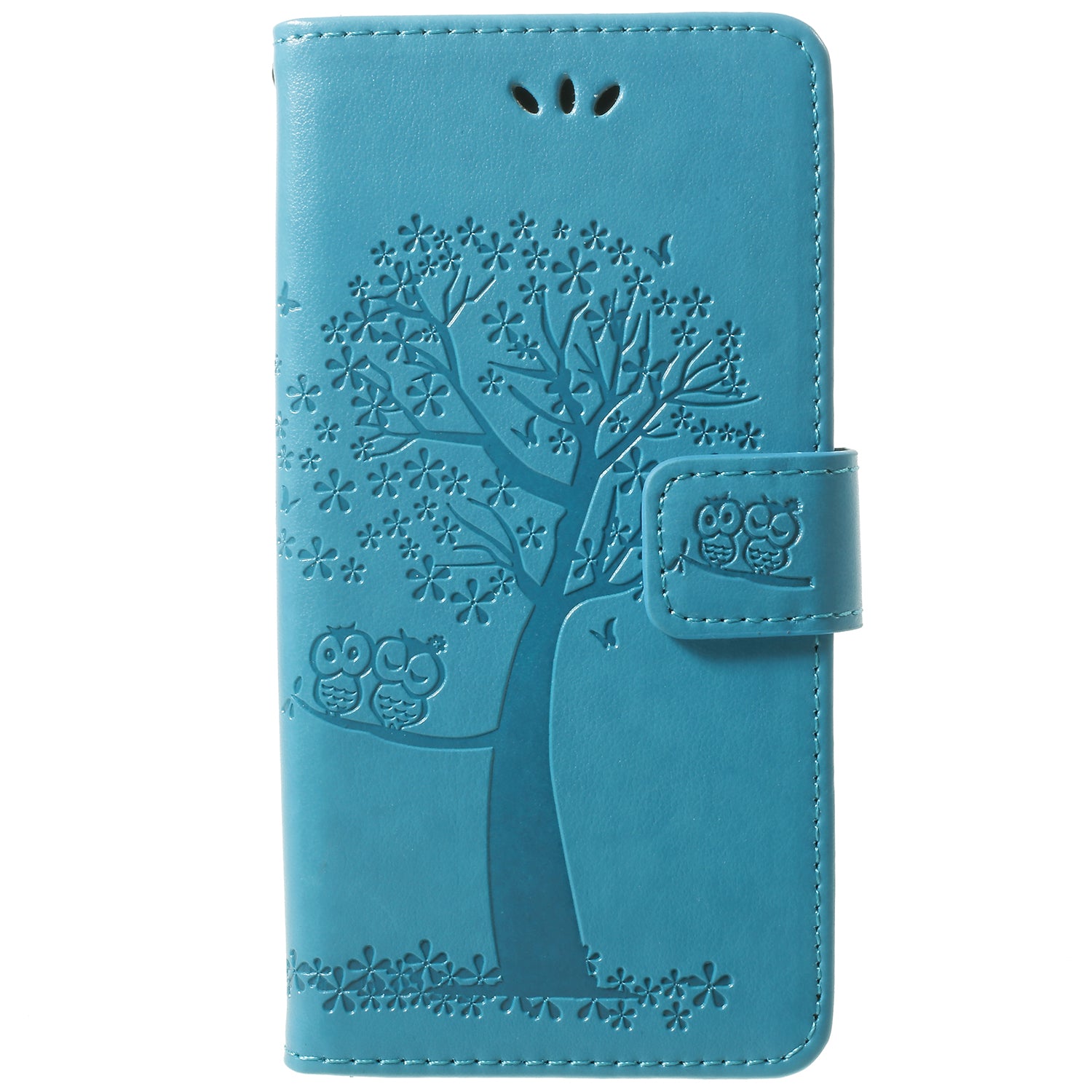 For Samsung Galaxy S9 G960 Imprint Tree Owl Wallet PU Leather Mobile Case with Lanyard