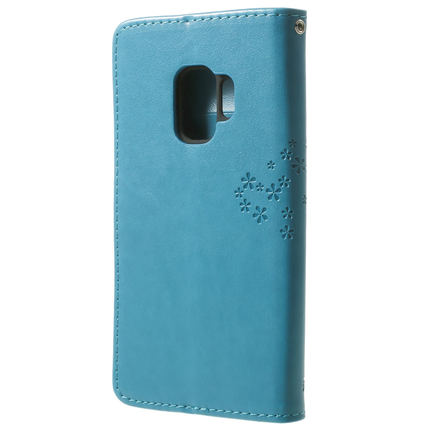 For Samsung Galaxy S9 G960 Imprint Tree Owl Wallet PU Leather Mobile Case with Lanyard