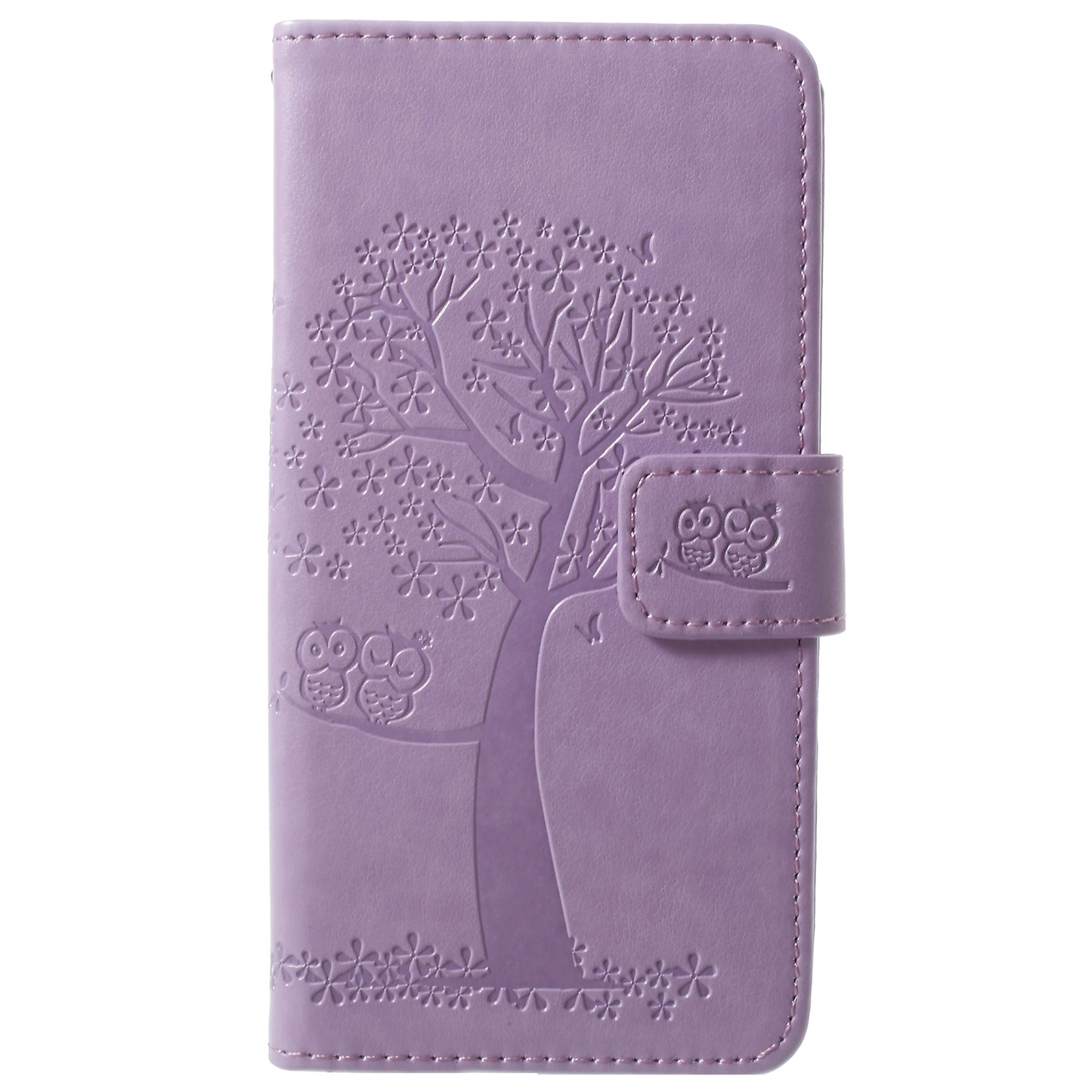 For Samsung Galaxy S9 G960 Imprint Tree Owl Wallet PU Leather Mobile Case with Lanyard